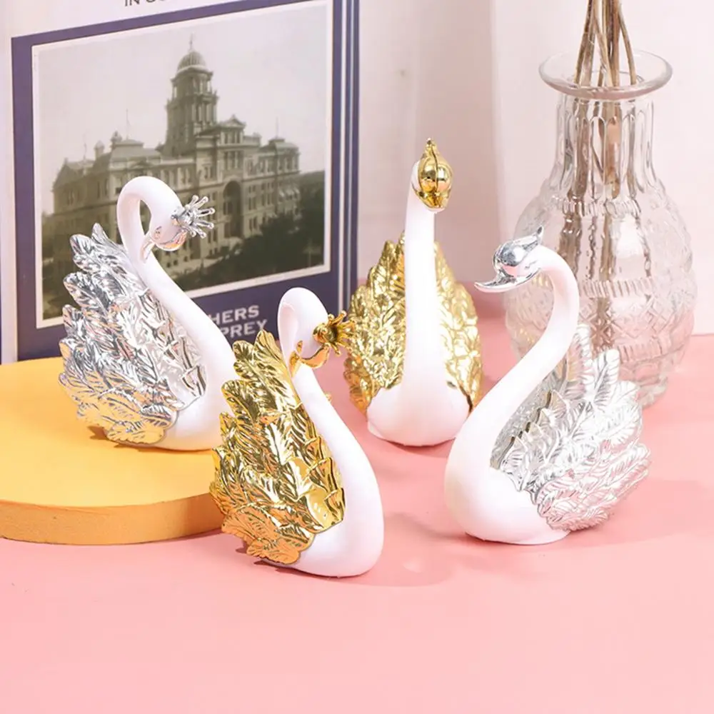 2pcs/Lot Table Crown Swan Baking Decorative Birthday Anniversary Ornament Cake Topper Figure Paper Weight Desk Home Decor