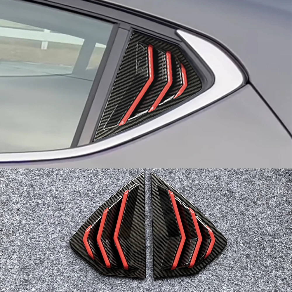 Carbon Fiber Look Side Window Louver Cover Trim Stickers For Mazda3 Hatchback 2019-2024 Car Accessories