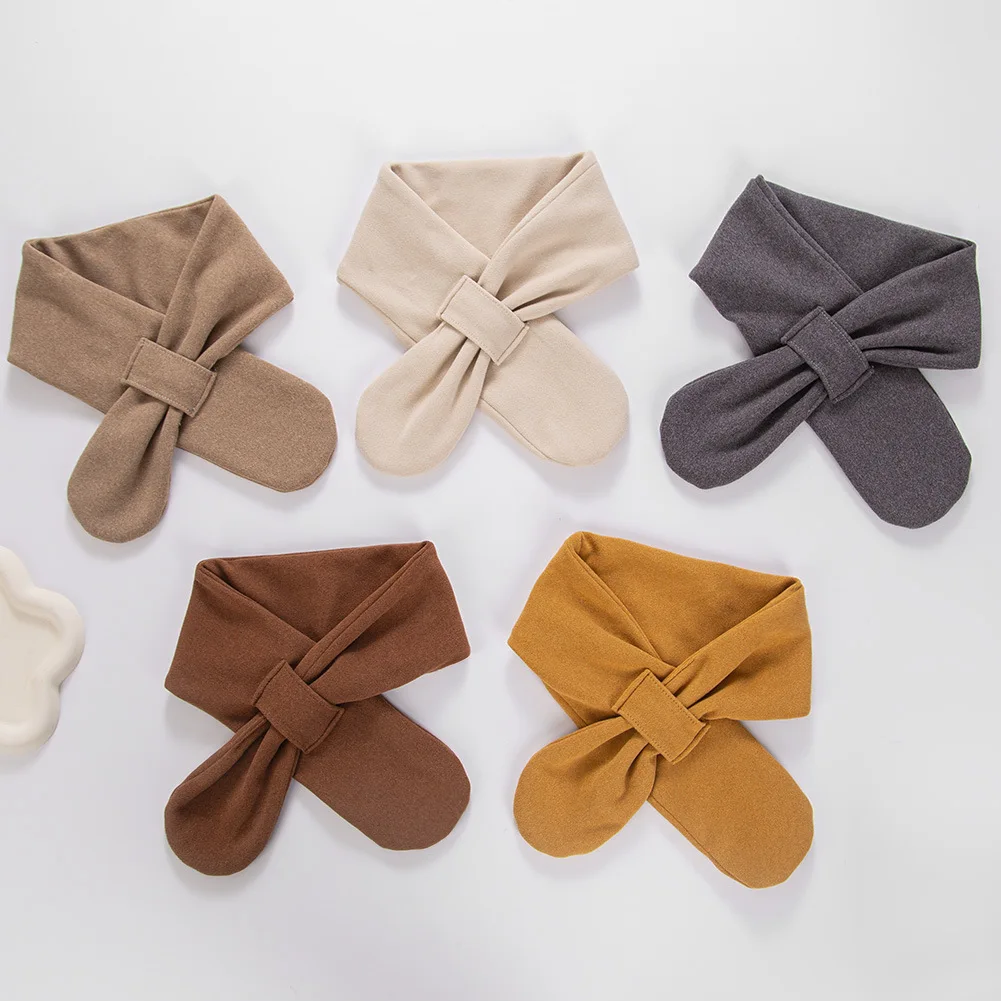Ins Imitation Cashmere Baby Scaf Velvet Neckerchief Solid Kids Neck Scarf Twist Bow Newborn Neck Warm Children Girl Winter Wear