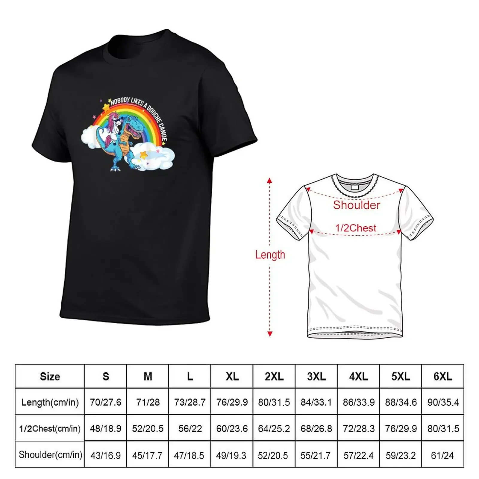 Nobody Likes a Douche Canoe Rainbow unicorn riding dinosaur T-Shirt sublime designer shirts tops compression shirt men