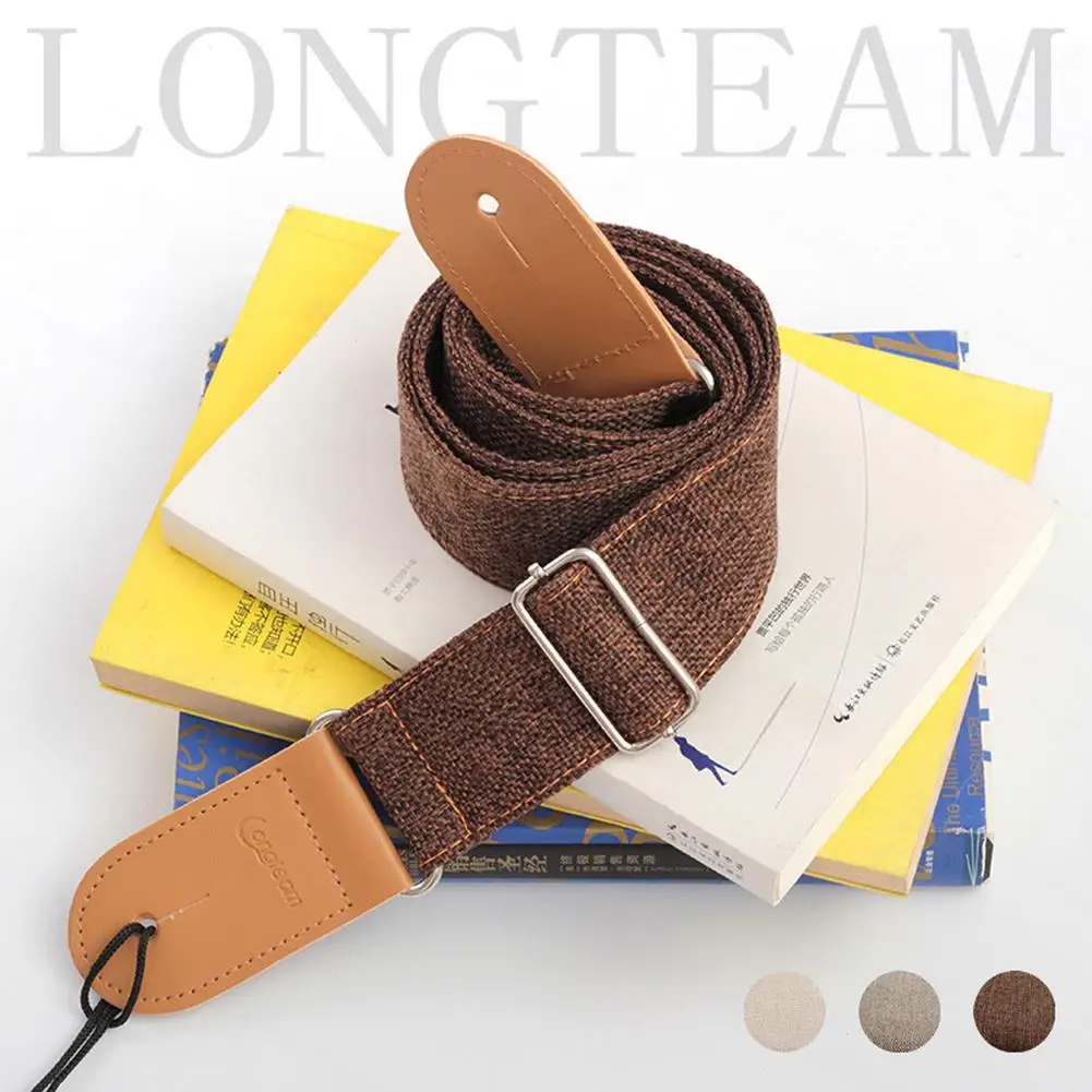 Guitar Strap Comfortable Cotton Linen Length Adjustable Guitar Tail Nail Shoulder Strap For Folk Acoustic Guitar Accessories