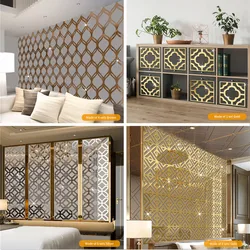 12pcs/Set Sliver Hollow Pattern Mirror Sticker Acrylic Wall Sticker Bedroom Decoration Wall Decal Furniture Black Flower Decals