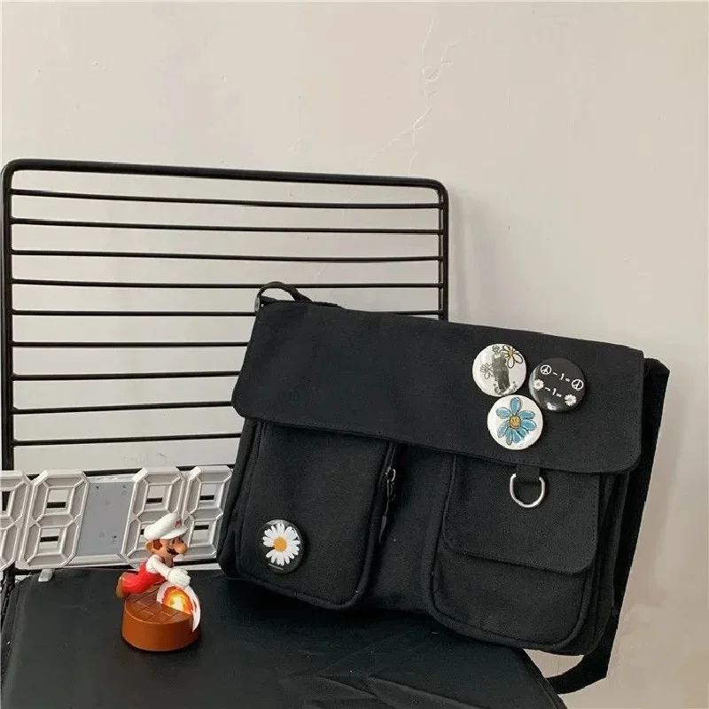 Women Canvas Messenger Bag Youth Ladies Fashion Shoulder Bag Student Large Capacity Female Crossbody Bags Woman Packet