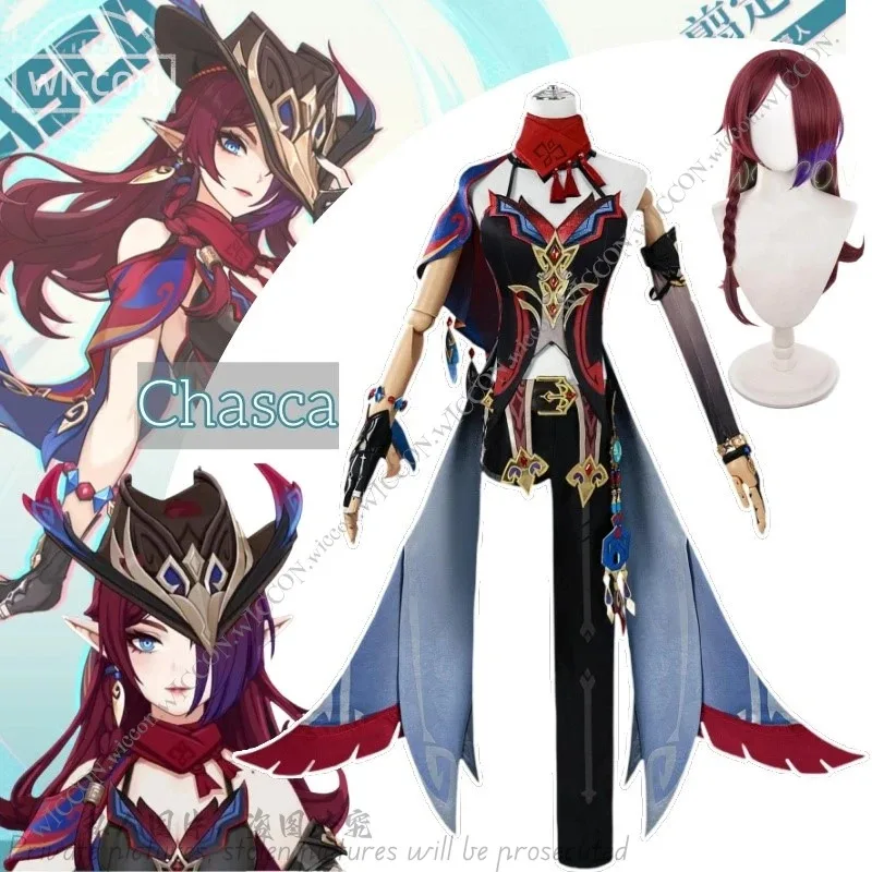 

XT8Chasca Genshin Impact Game Flower-Feather Clan Natlan Cosplay Costume Wig New Halloween Party Cos Woman Accommodator TlaXT6@!