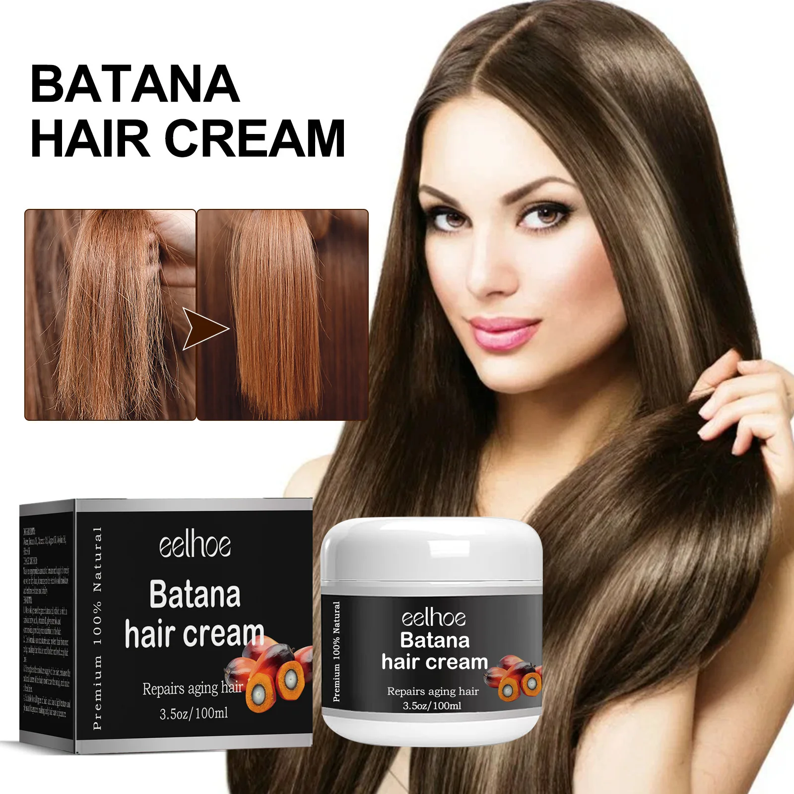 Crema reparadora para el cabello, tratamiento de puntas abiertas, antiencrespado y antidañado, para acondicionamiento profundo, fortalece las raíces, previene la pérdida, alisa el cabello denso