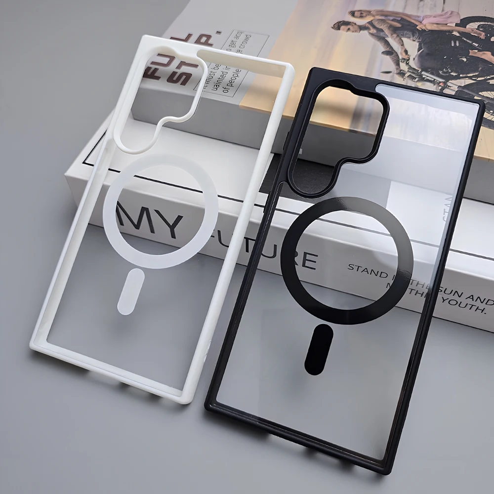 Clear Magnetic Acrylic Case for Samsung S26 Ultra S25 S24 A57 A56 A55 A37 A26 A16 A07 A06 Magsafe Compatible Shockproof Cover