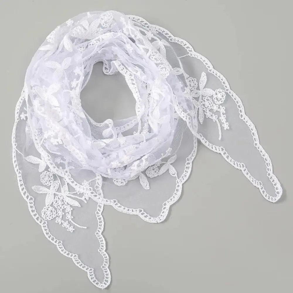 الجوف خارج Ins الدانتيل وشاح الشعر رقيقة مريحة لارتداء النساء الدانتيل باندانا تنفس متعددة الوظائف الرجعية مثلث عقال