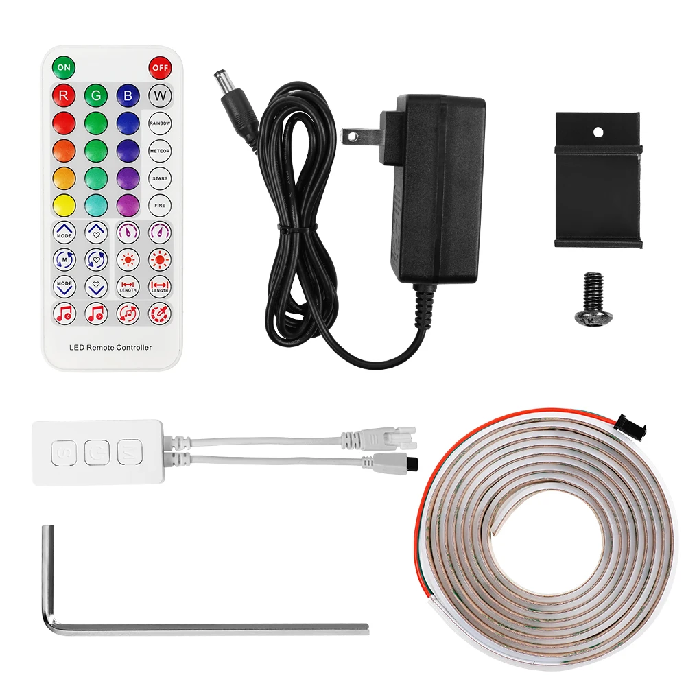 For Bambu Lab P1P/P1S Rainbow Led Light Strip 16 Colors Fill Light 24V With Remote Control Support Music/Dynamic Mode