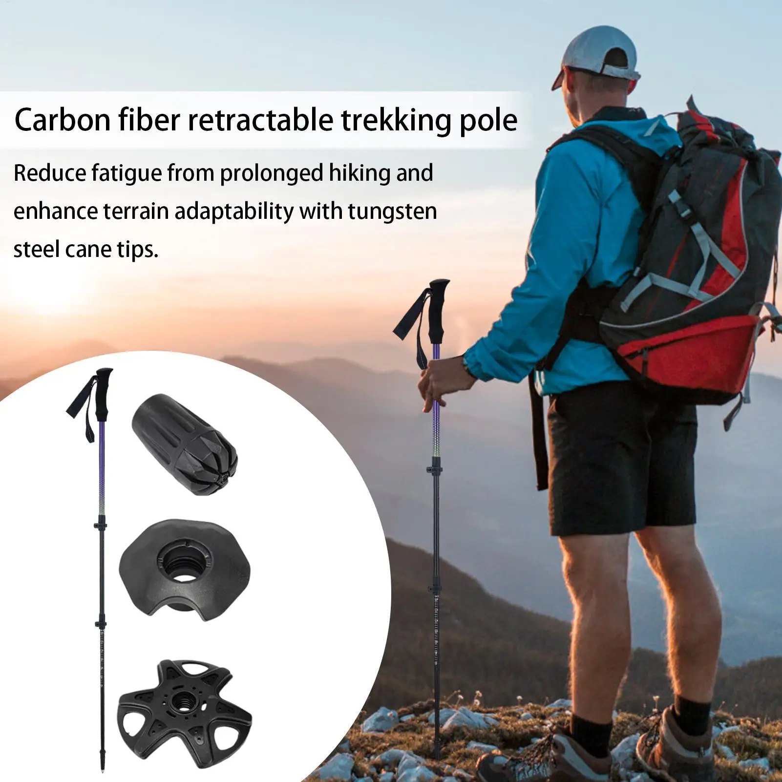 

Hiking Sticks 3-section Hiking Poles Lightweight Adjustable Mountaineering Safety Gear For Youth Women Men Friends Family