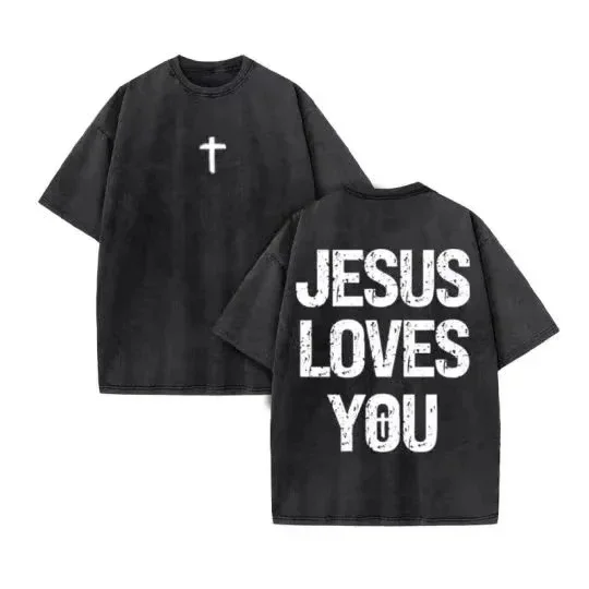 25 Men's Washed T Shirt Christian Summer Loose Version Casual T Shirt Cotton Christian Vintage T Shirt Y2K Harajuku Style Unisex