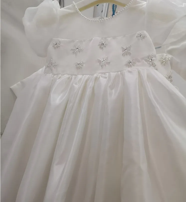 New Baby Girls Beading Christening Gowns Chiffon Tutu Wedding Party Dresses for Newborn First Communion Birthday Kids 1-8 Years