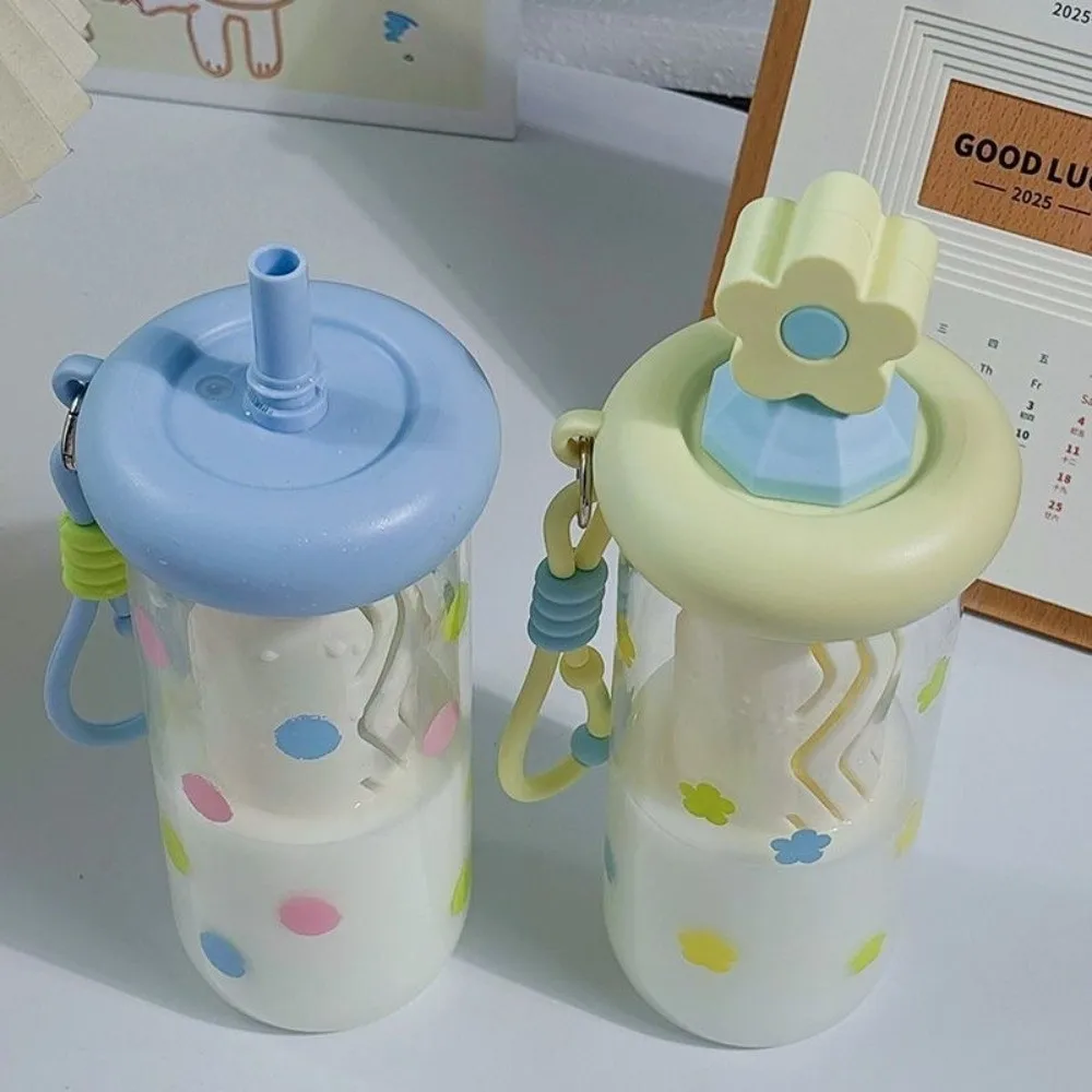 

Cute 700ml Flower Tea Glasses with Straw Leak Proof Water Bottle Large Capacity Drinking Utensils Summer Use