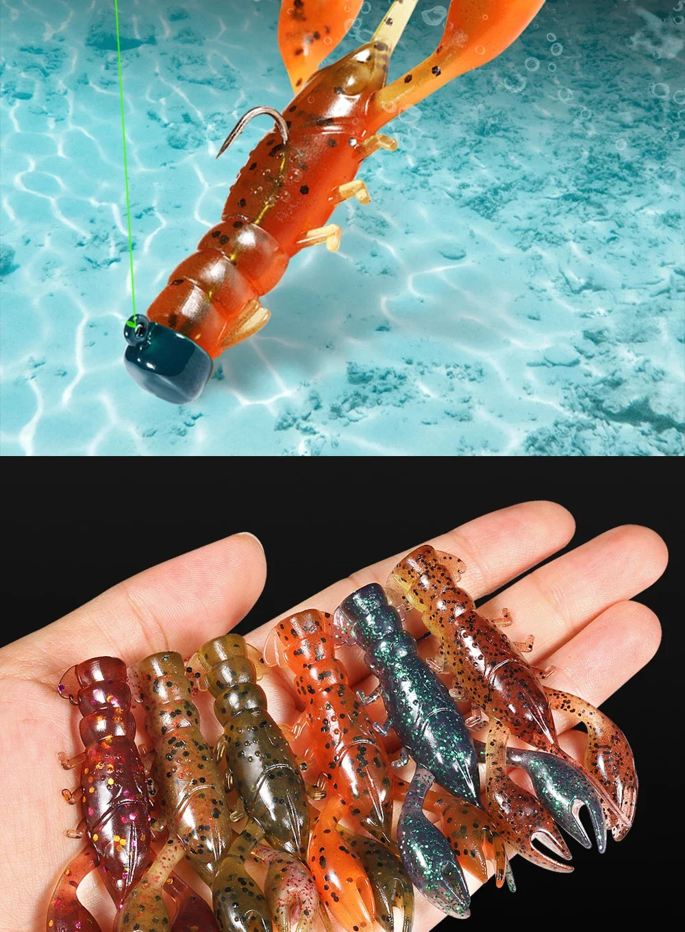 Spinpoler 6,5 cm weicher Köder, künstlicher Köder, Garnelenkreatur, TPR, schwimmender Langusten, Ned-Rigging, Seebarsch, Salzwasser-Angelgerät – Detail 5