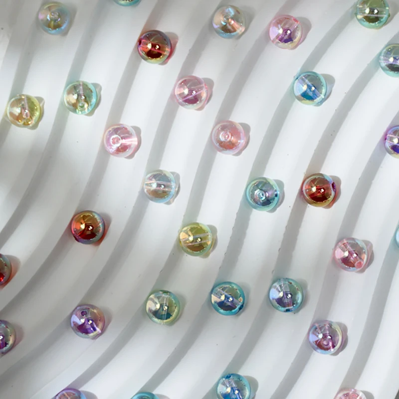 10PCS 8mm Sparkle High Gloss Non Fading Bubble Beads Iridescent Loose DIY Handmade Bracelet Necklace Jewelry Material - view 4