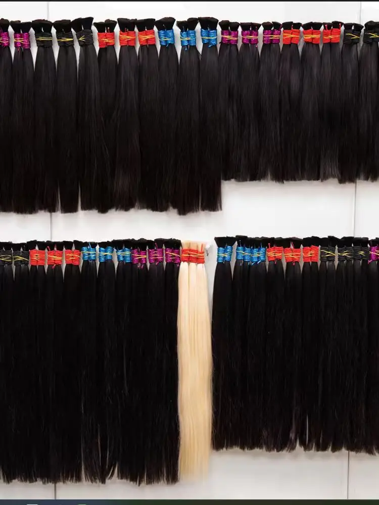 لا لحمة عذراء السائبة شعر بشري أسود طبيعي 100% شعر بشري غير معالج ملحقات السائبة لتضفير شعر ريمي 18 30 بوصة