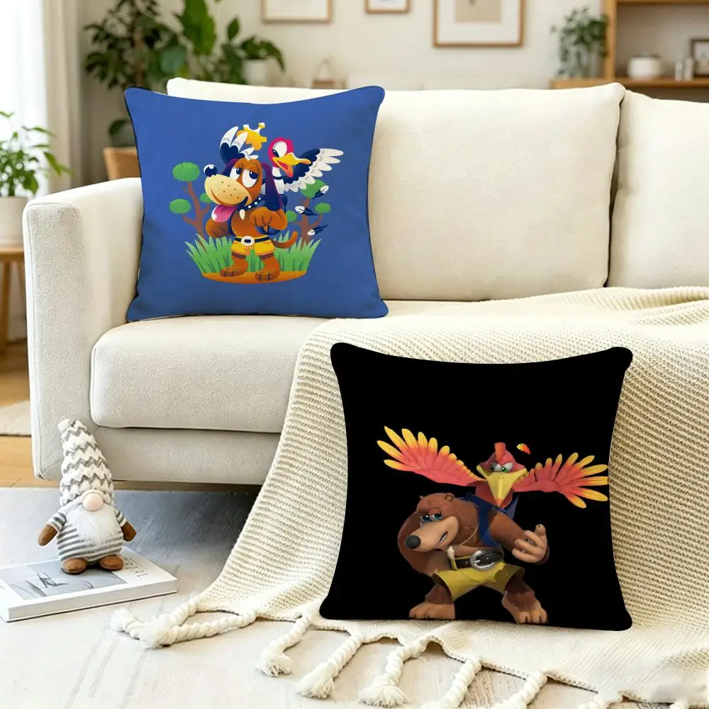 Anime Poster B-Banjo-Bear A-Adv Cushion Cover Anti-dustmite Pillowcase Invisible zipper silky short plush Sofa cushion cover
