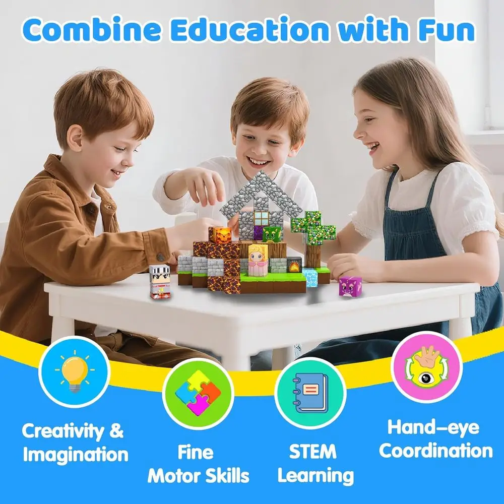 Magnetyczne klocki edukacyjne STEM dla dzieci w wieku 3-12 lat, zabawki magnetyczne sensoryczne dla chłopców i dziewcząt
