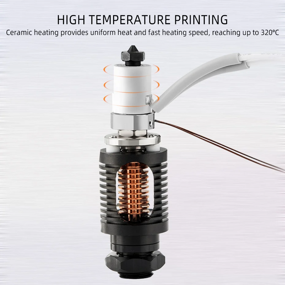 Update Hot End Kit  Ceramic Heating Core Hotend Bimetal heatbreak Hardened Steel Nozzle Compatible With Vo-ron 3D Printer series