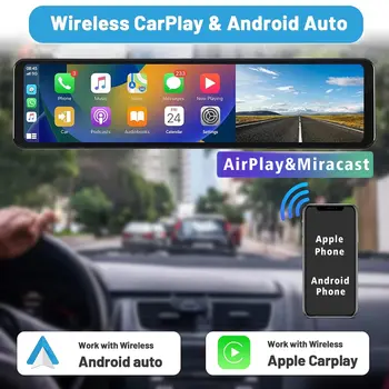 11.26吋 4K 2160P車載行車記錄儀,支援Carplay、Android Auto、GPS、WIFI、藍牙、FM收音機、後視鏡等功能,可錄製行車記錄器影片。 10 最佳銷售 汽車後視攝影機 - №10