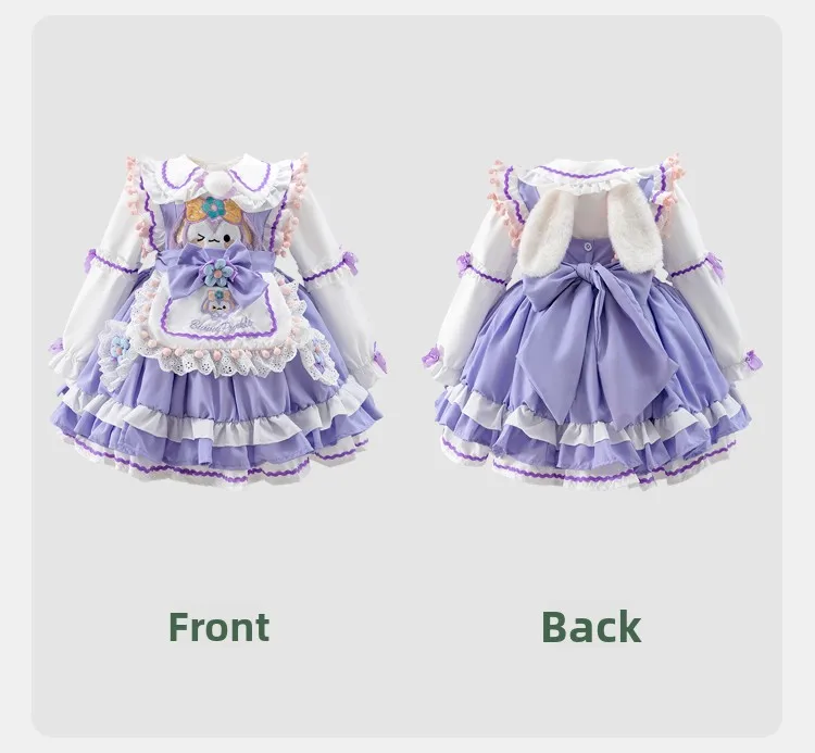 Mädchen Hasen-Prinzessinnenkleid Mädchen Langarm-Unterhemd Lolita Zweiteiler Set Kinder Süße Mode Boutique Cosplay Kleidung – Detail 2