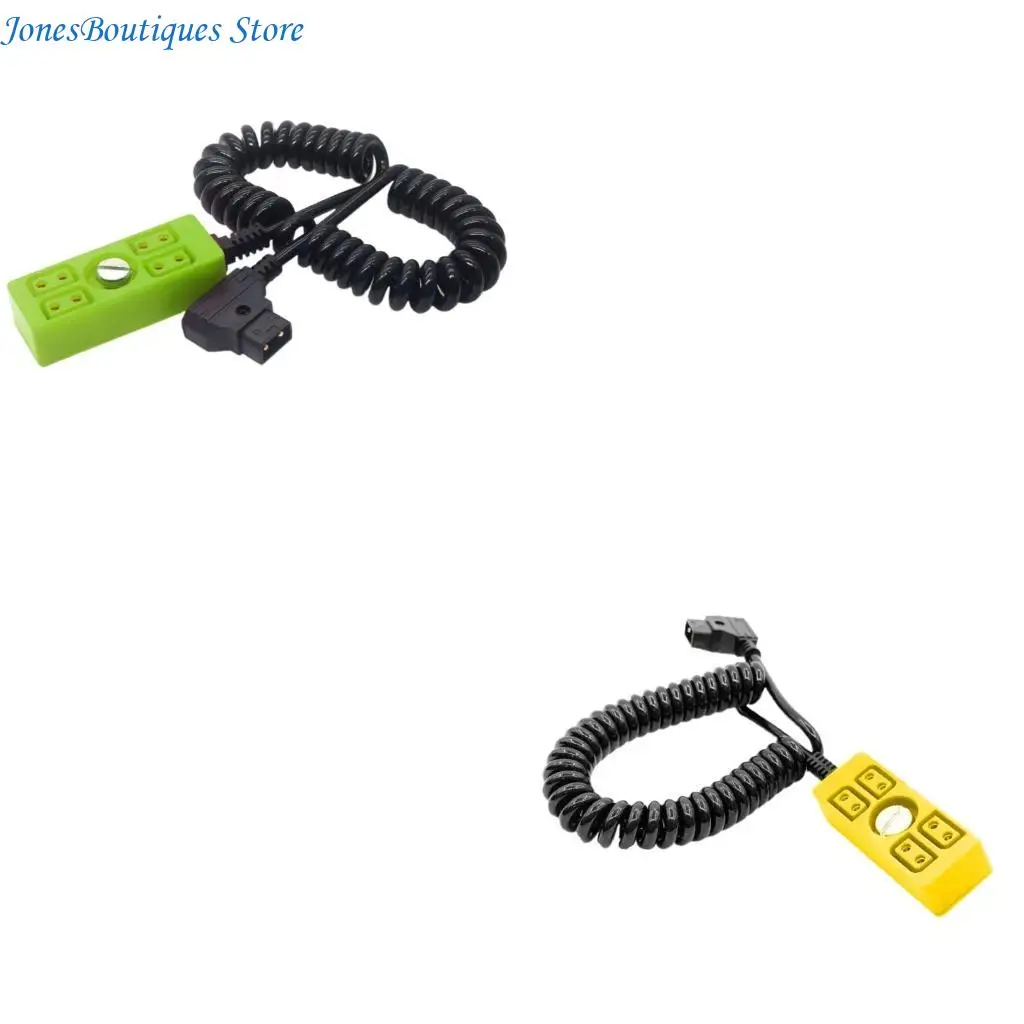Dtap Splitter Cord Male to 4 Port Female Hub Adapter Coiled Wire for Cameras W8KE