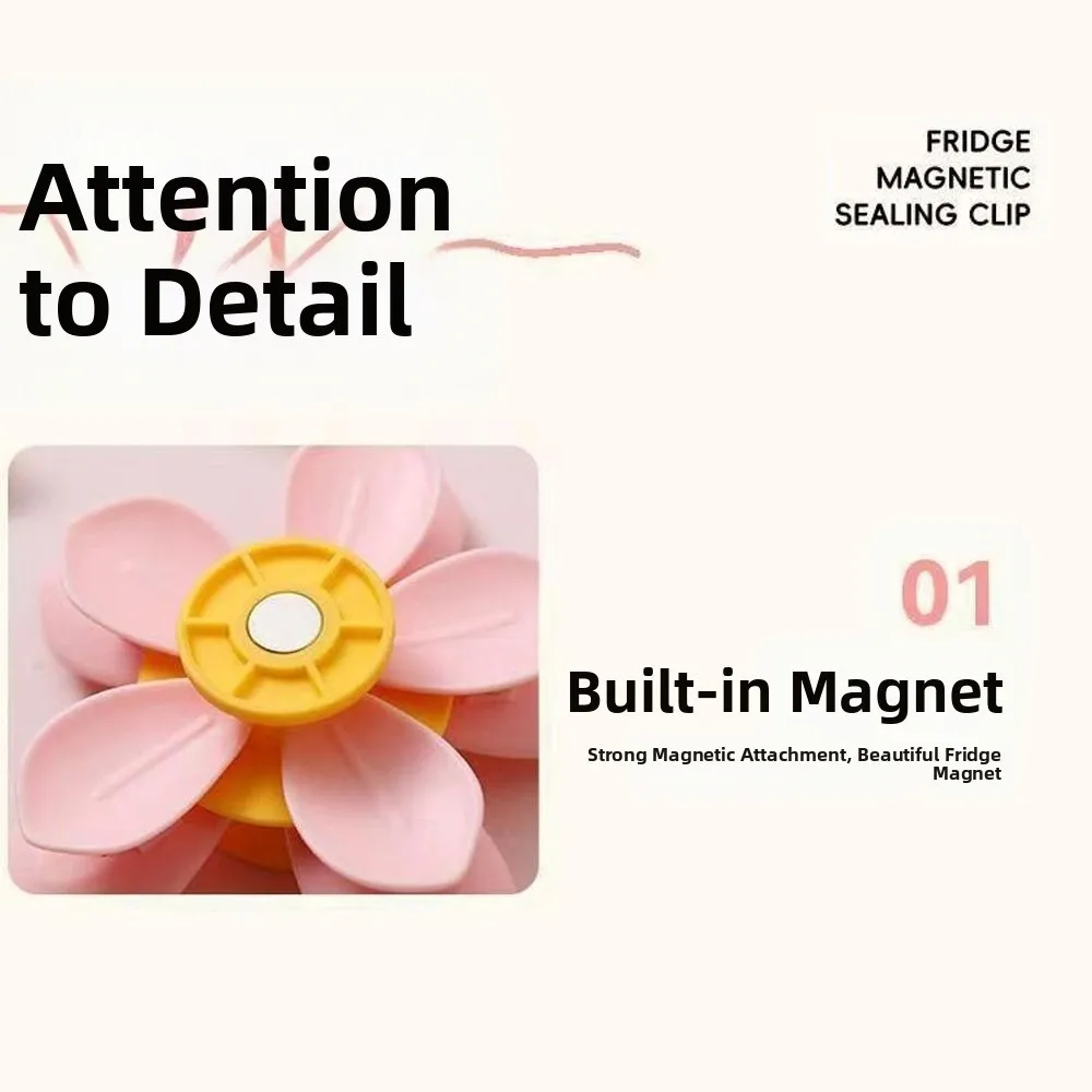 Double-Layer Flowers Magnetic Fridge Magnets Kitchen Accessories 2 in 1 Sealing Clips for Food Storage Multifunctional