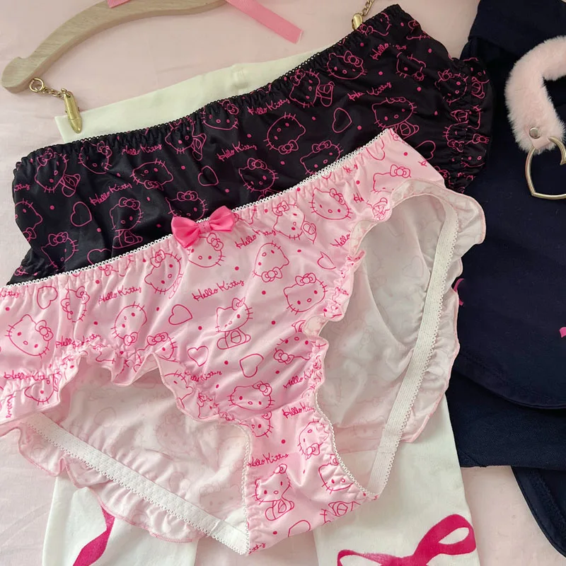 HelloKitty Sanrio النساء سراويل الكرتون مثير T على شكل Underpant فتاة ملخصات الراحة التهوية Kawaii موضة Pantys الملابس الداخلية