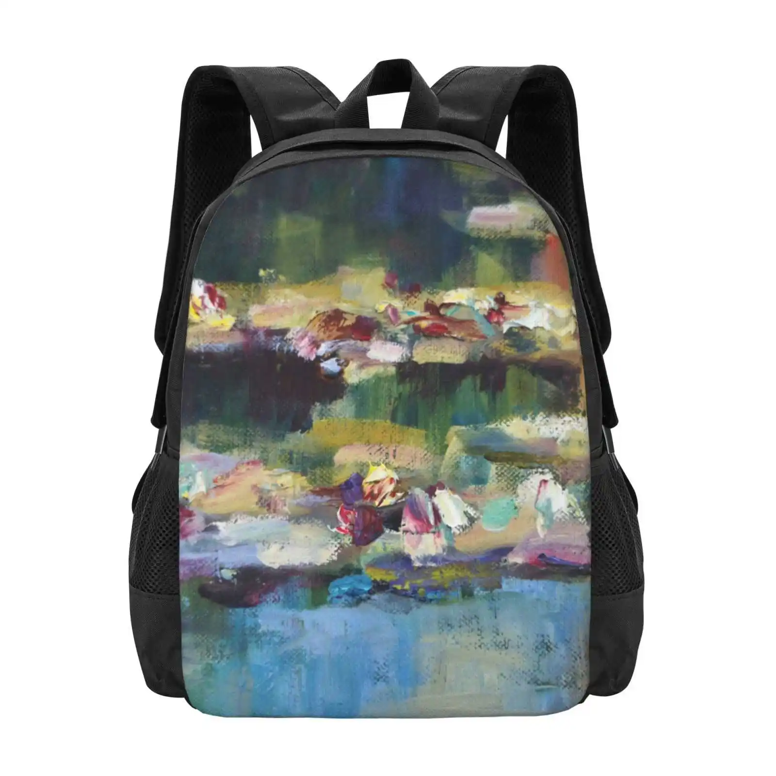 Lily Pond Close Up 1 Hot Sale Backpack Fashion Bags Lily Pond Oil Painting Giverny Terrimad Terri Maddock