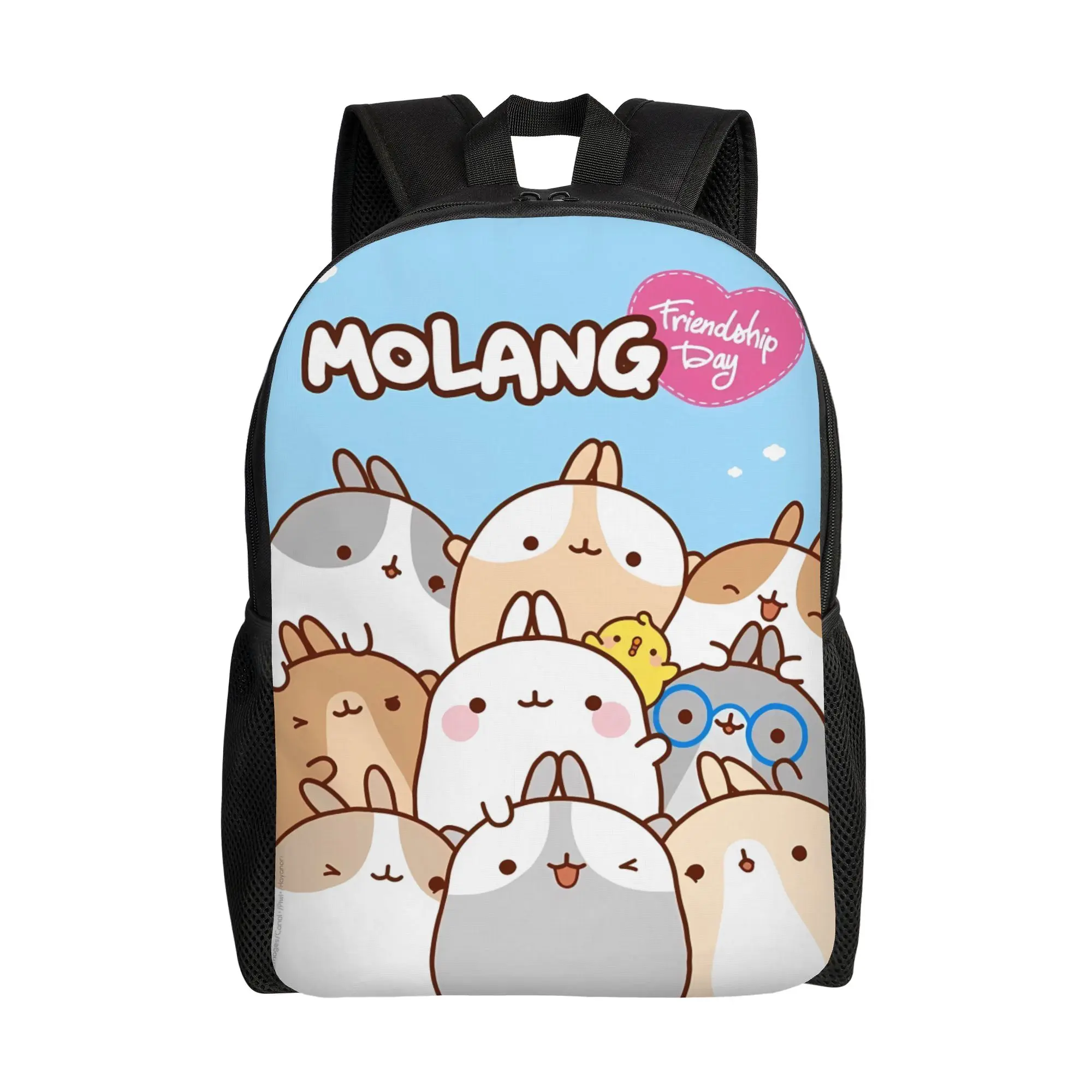 Molang Funny Cartoon Backpack  Travel Backpacks Men Kawaii High School Bags Design Large Rucksack