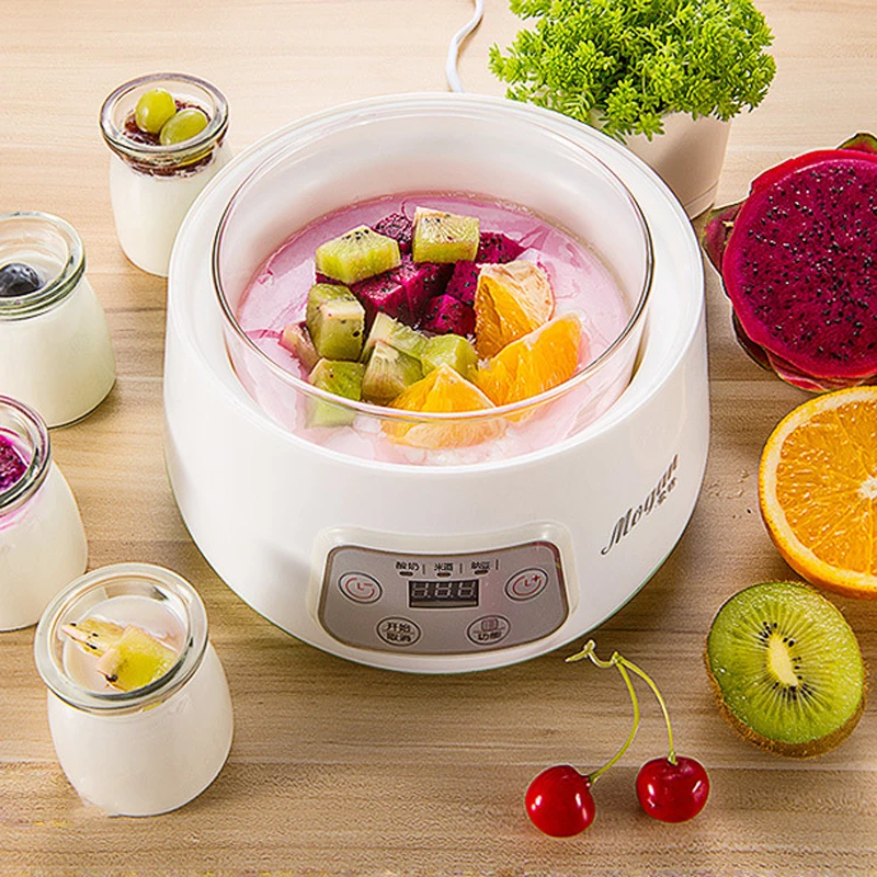 Automatischer Joghurtbereiter mit 1,3 l Glasliner und konstanter Temperaturregelung, 3-in-1-Funktion für die Joghurt-Reiswein- und Natto-Ferment