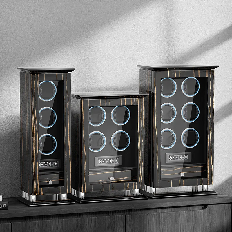 

watch winder with touchscreen display and piano lacquer finish