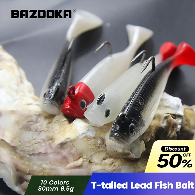 

Bazooka Fishing Lure Soft Bait With Rotating Spoon Swim Tail Spoon Rubber Baits Sea Jigging Wobblers Fishing Lure Artificial