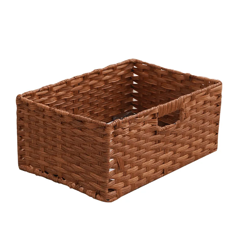 2025 New Rattan Weaving Japanese Baskets Desktop Storage  Bins with Handle Toys Clothes Food Cabinet Sundries Organizer Boxes