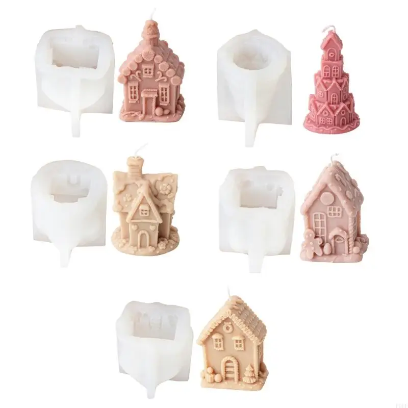

P0RF Christmas House Mould House Silicone Molds Ornament Plaster Molds