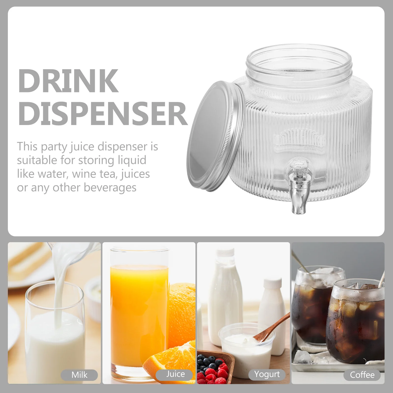 

Glass Drink Dispenser Jar 2.8L Large Capacity Beverage Dispenser Spigot Ideal for Tea Cocktails and Refreshing Water