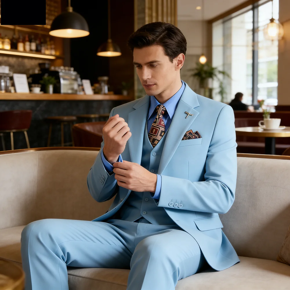

Elegant 3 Piece Men's Wedding Suit Single Breasted Notch Lapel Business Blazer with Jacket Pants Vest Male Wedding Clothing