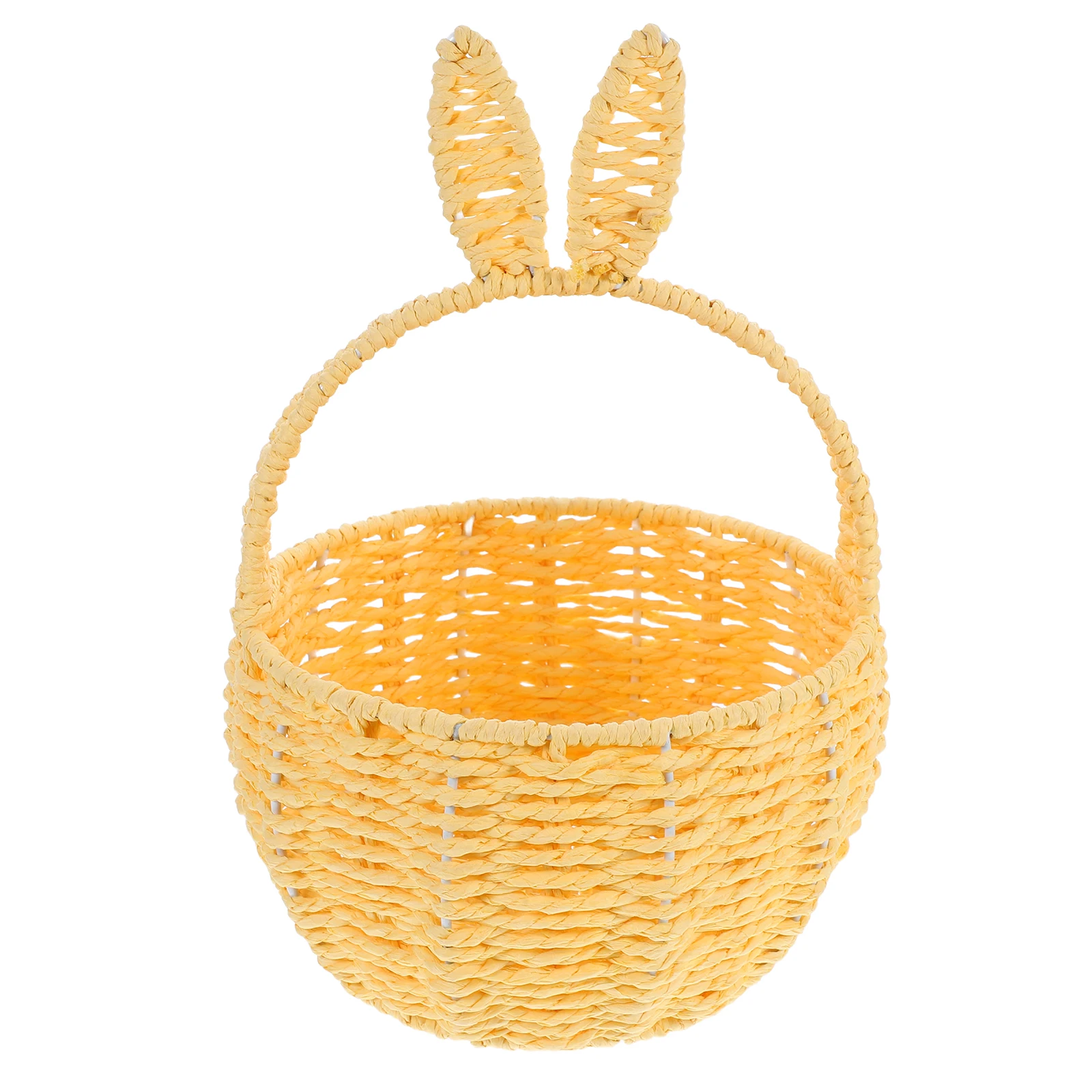

Cute Rabbit Ear Woven Basket Multifunctional Portable Picnic Storage For Fruits Vegetables Beach Camping Travel Outdoor Home