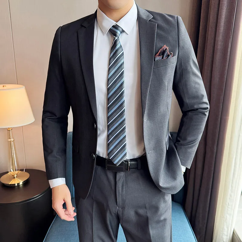 

HH288Suit set men's business suit two-piece suit wedding dress senior groom casual men's jacket