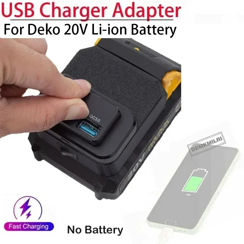 For DEKO 20V  Li-ion battery adapter power bank mobile phone tablet  uses USB and Type-C interface for fast charging power bank