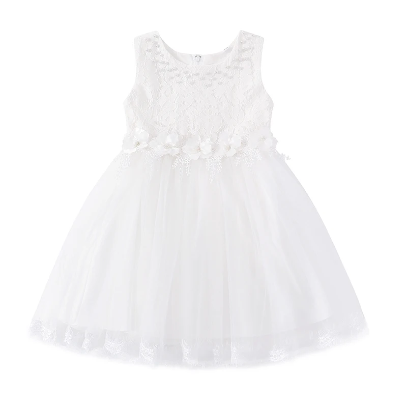 Children's Elegant Dresses Flower Girl Sleeveless Wedding Dress Baptismal Costume For Girls Birthday Party Princess Dress Summer