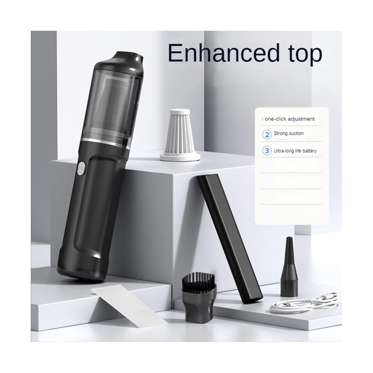 Aspirapolvere per auto senza fili aspirapolvere portatile senza fili per auto aspirapolvere per auto per uso domestico Dual- Mini bianco