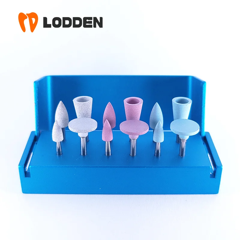 

Dental KIT 4112A for Ceramics / Pocelain Teeth Polishing Low-Speed Shank Silicon Smooth Polishers Tools With Disinfection Box