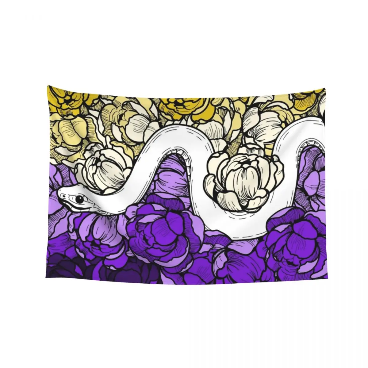 

Floral Snake Nonbinary Pride Flag Tapestry Decorations For Your Bedroom Home Decorations Room Decor Aesthetic Tapestry