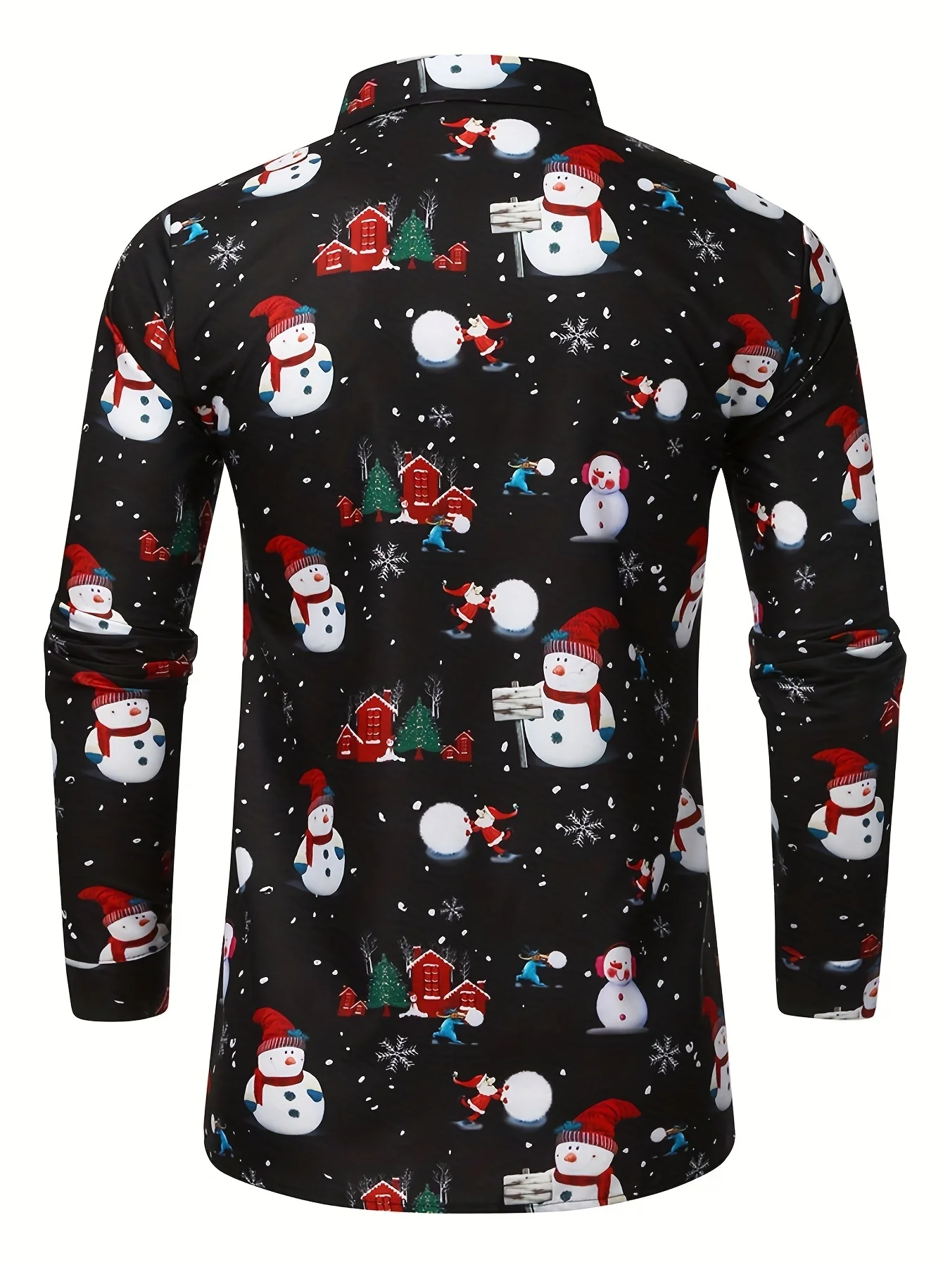 Tema de natal masculino papai noel padrão impresso camisas formais natal gráfico camisa de manga longa moda camisas masculinas para homem