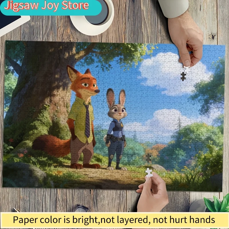 

1000pcs Disney Zootopia Judy & Nick Wilde Puzzle - Challenging Adult Brain Suitable for Adults &, Zootopia Themed Room Decor,