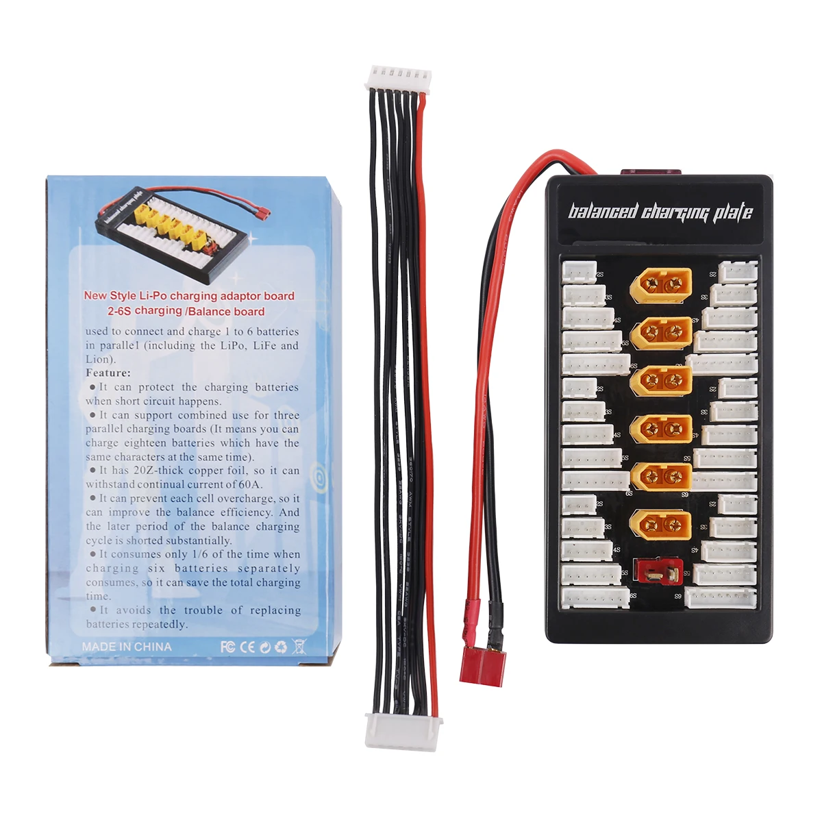 Multi 2S-6S Lipo Parallel Balanced Charging Board XT60 T Plug RC Battery Charger Compatible with B6AC A6 720i