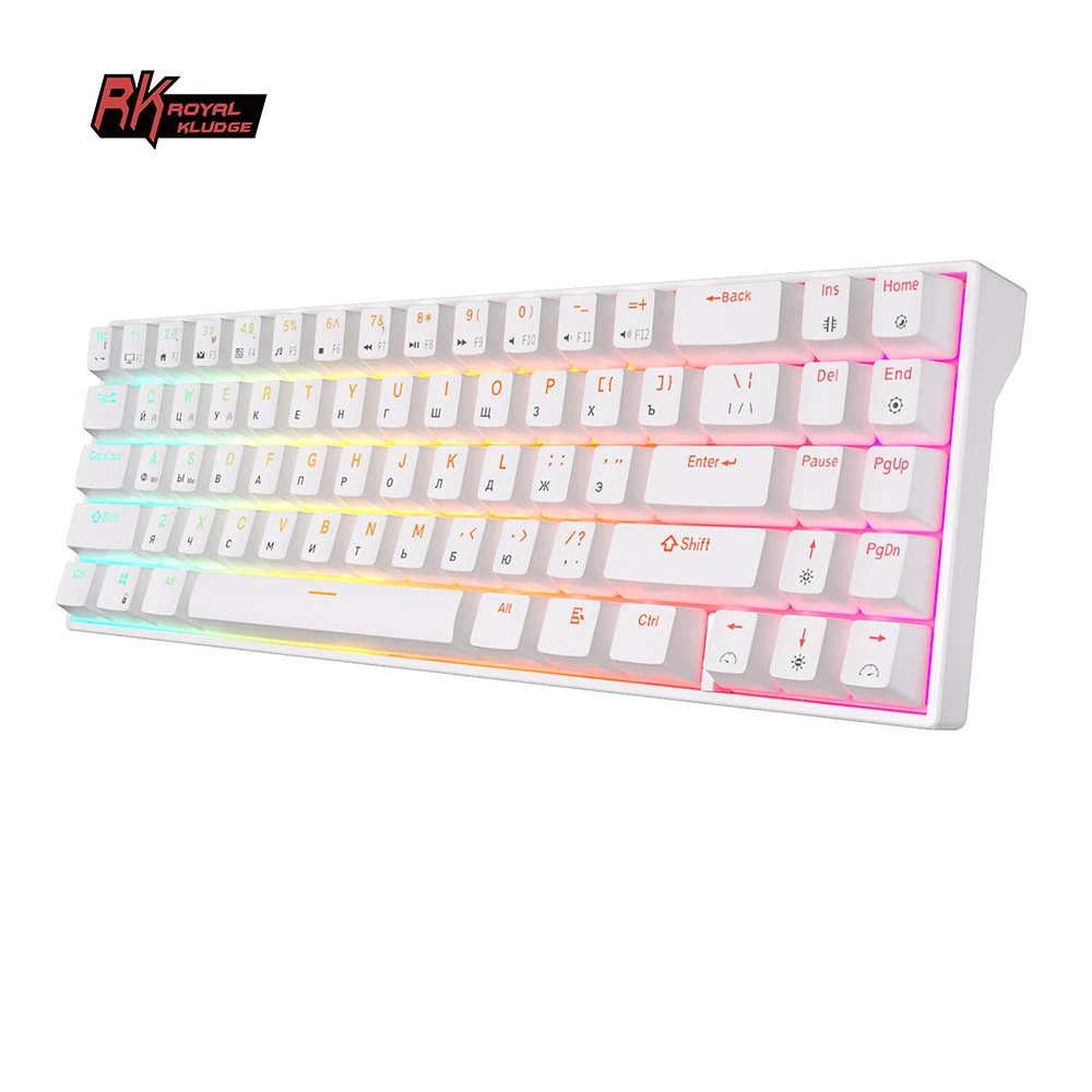 

RK ROYAL KLUDGE RK71 Russian Mechanical Keyboard 71 Keys 70% RGB Backlit Dual Mode Bluetooth Wireless Gaming Keyboard Red Switch
