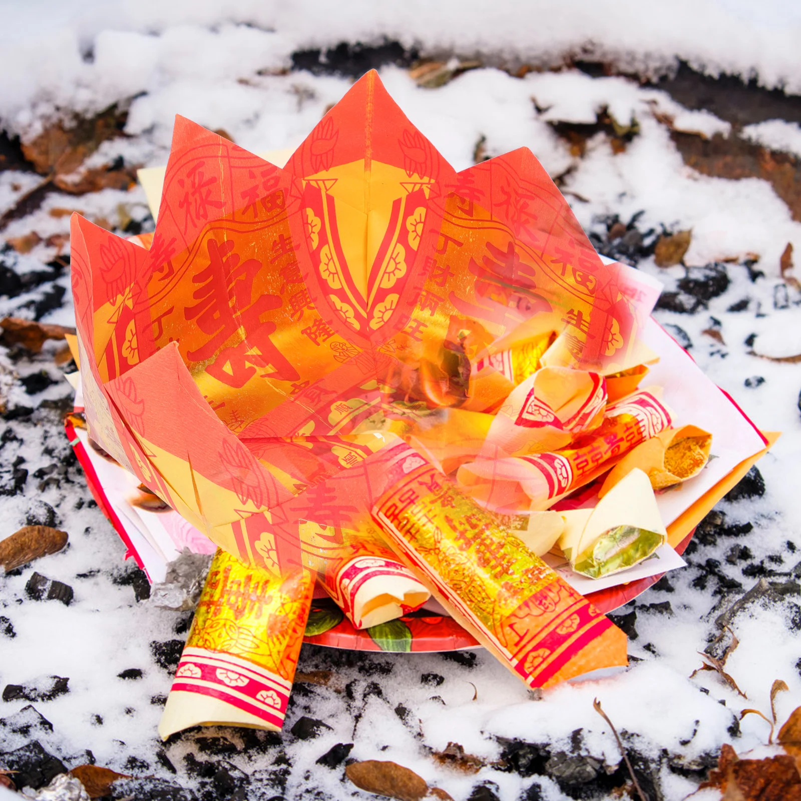

5 Pcs Cornucopia Yellow Paper Ghost Money Banknotes Sacrifice Ancestor Worship Red Qingming