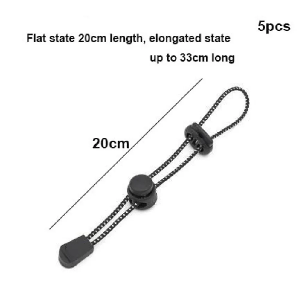 

5pcs High Quality Mini Elastic Rope Hanging Buckle Black 2 Styles Binding Buckle Creative Development Ribbon