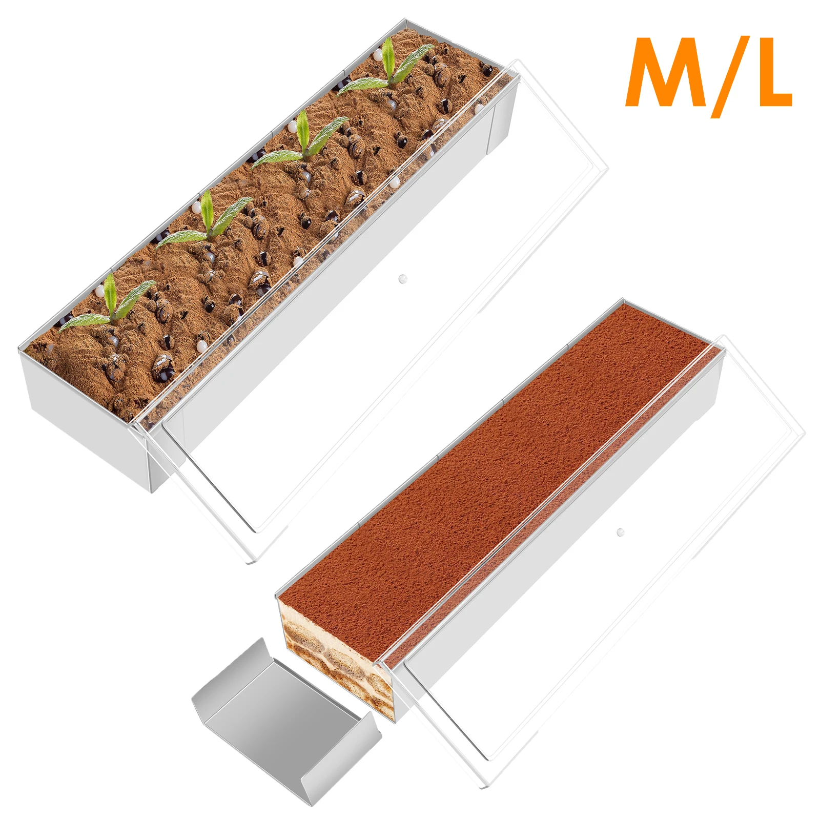 

Прямоугольная форма Tiramisu M/L, длинная форма для выпечки торта из нержавеющей стали 304, съемная форма для мусса, кухонные аксессуары для выпечки